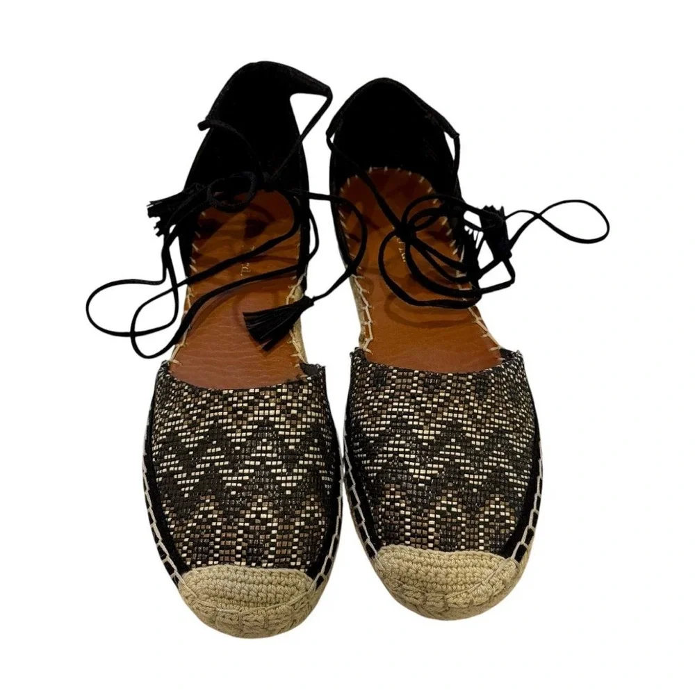Indigo Road Woven Espadrille Lace Up Flats Sz 7